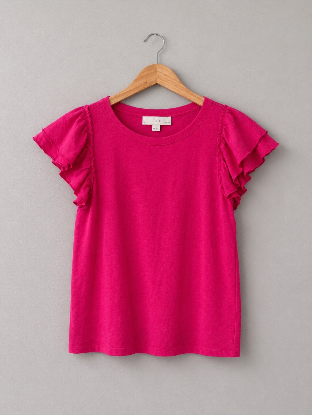 LOFT Petite Medium Bright Pink Flutter Sleeve